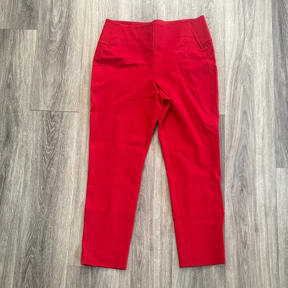 CAbi Red Ankle Pants Size 8 Women’s High Rise Slim Leg Trousers